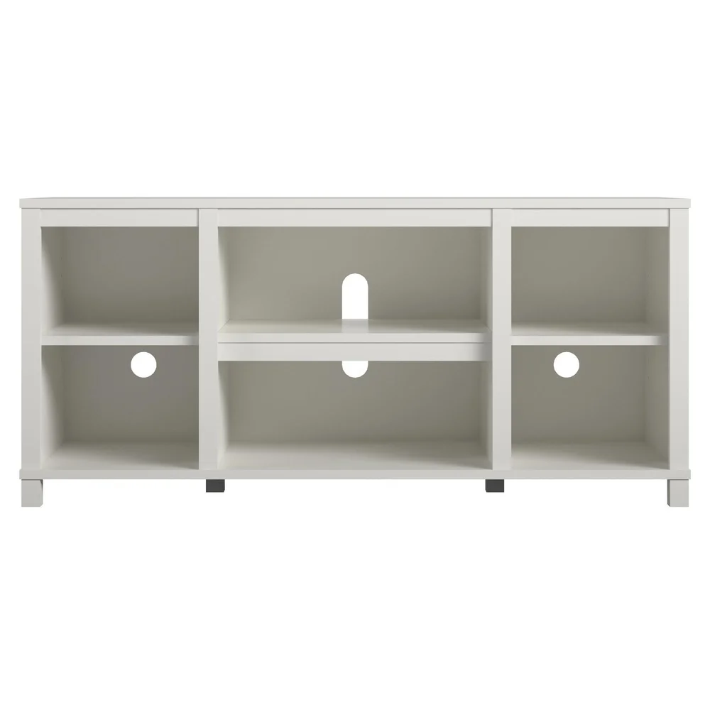 TV Stand 50 inch Flat Panel TVs White Finish with Adjustable Shelves and Cable Management Ideal Home Entertainment