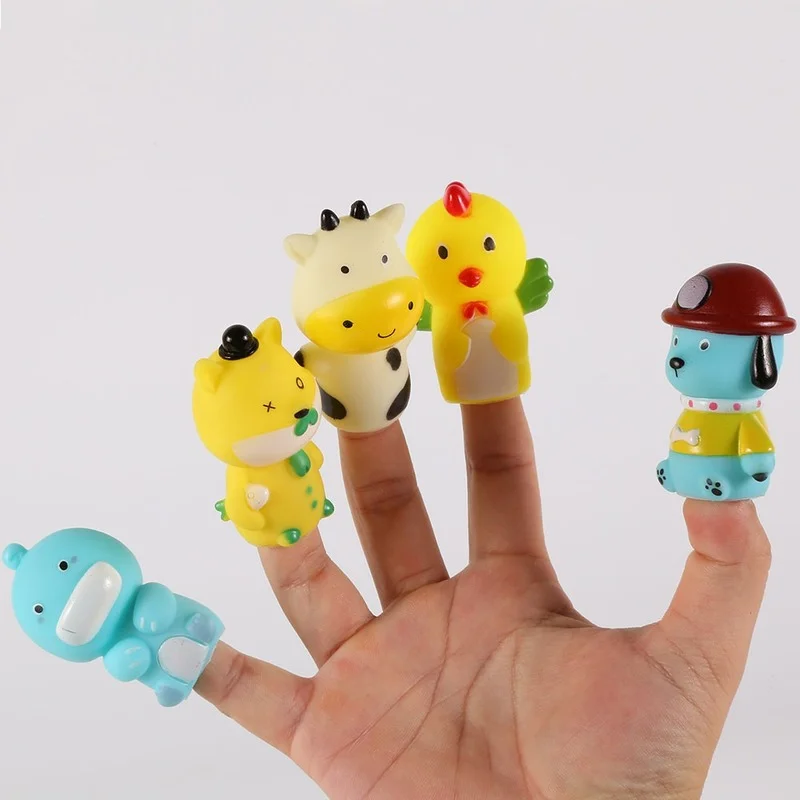 Burattini da dito Giocattolo di plastica Mini animali per bambini Mano educativa Cartone animato Bambola di gomma Burattino a mano Giocattoli teatrali per regali per bambini