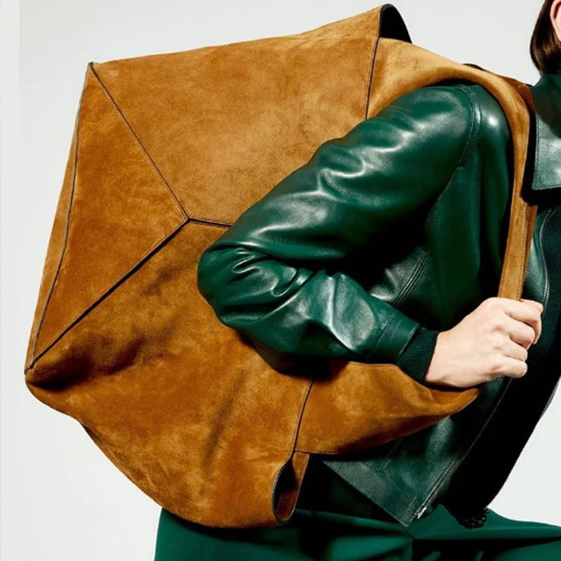 

Роскошная женская сумка через плечо, модная брендовая высококачественная замшевая сумка-тоут из нубука, большая вместительная сумка, универсальная сумка-ведро