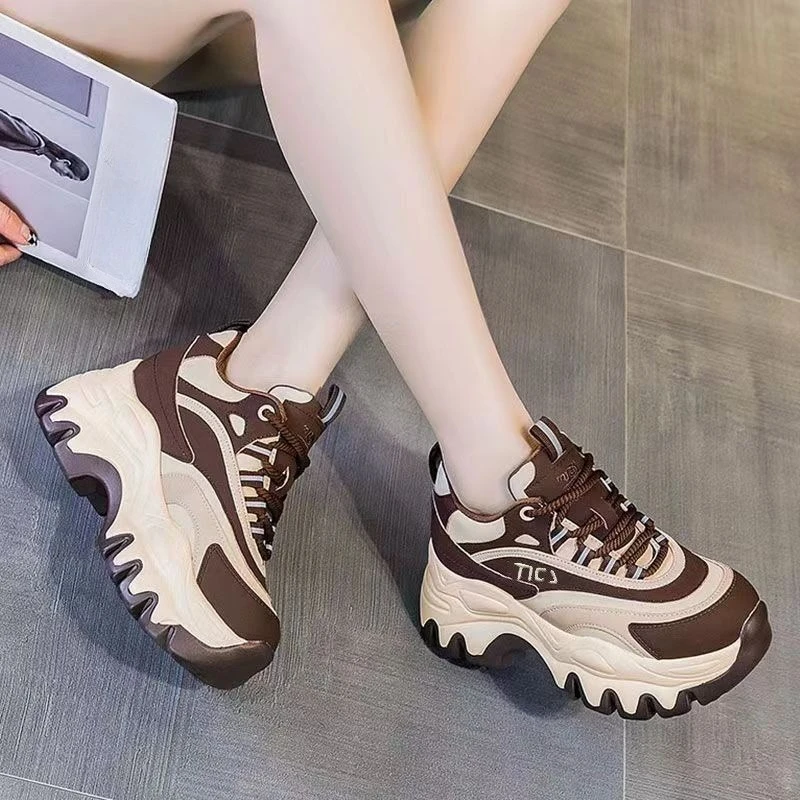 

Versatile Height Increasing Thick Sole Dad Sneakers Women 2025 Autumn Winter New Trend Casual Campus Style Sports Shoes