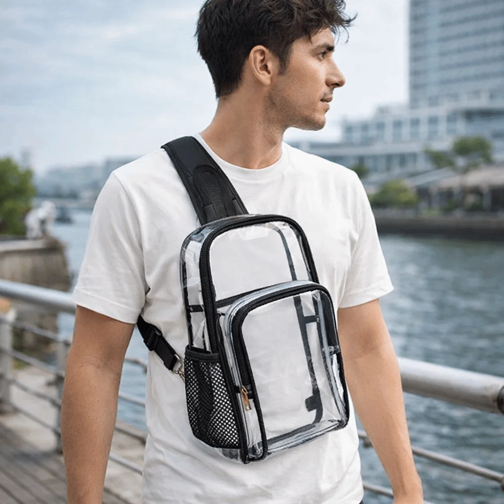 

Прозрачная сумка через плечо большой вместимости, легкая многофункциональная нагрудная сумка, водонепроницаемая поясная сумка, сумка через плечо из ПВХ