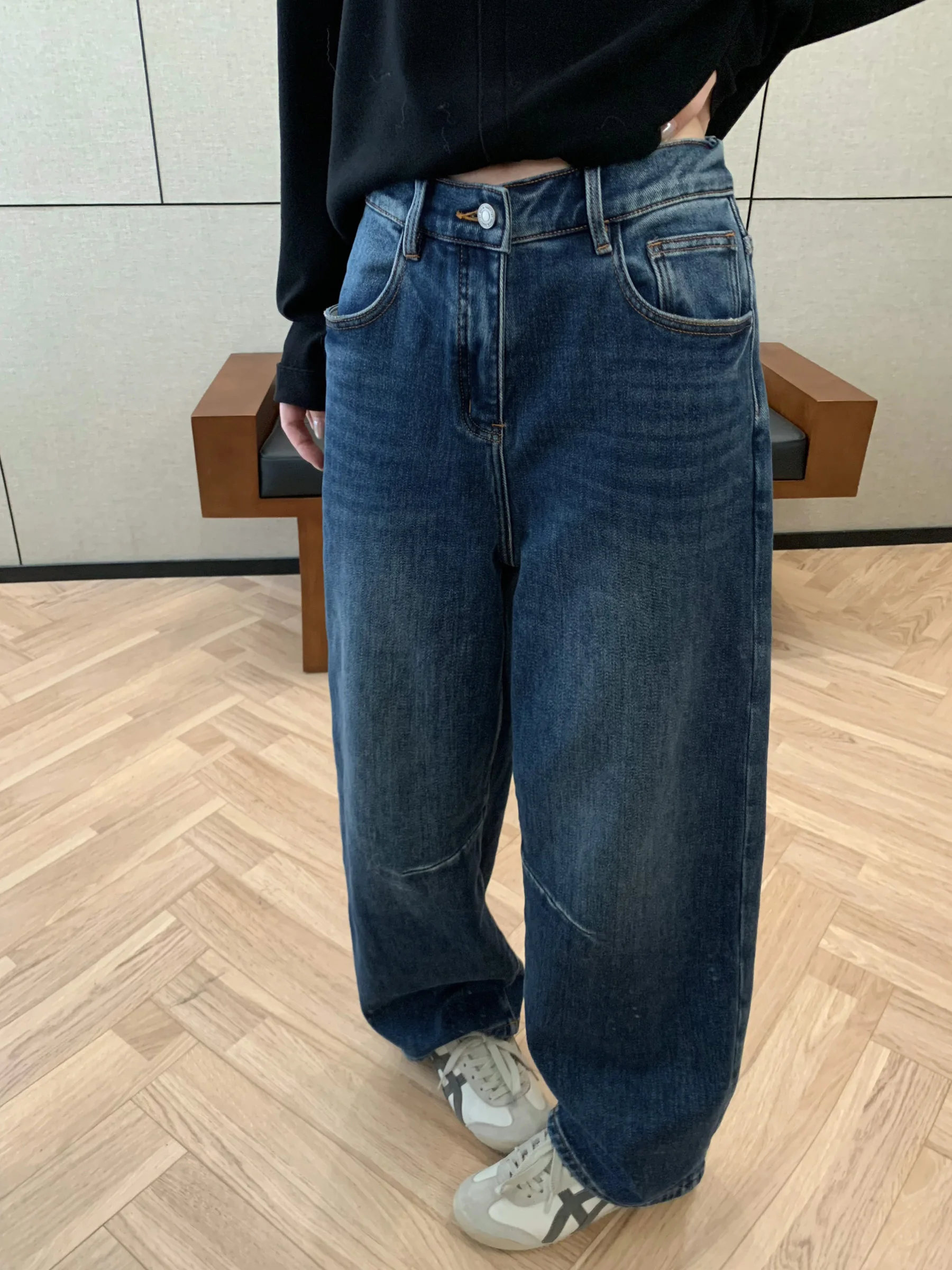 

Джинсы HVIVI Vintage с флисовой подкладкой, прямые, женские, новинка 2026, свободные, стройнящие, повседневные брюки с высокой талией, на молнии