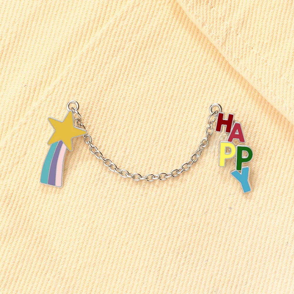 Various Custom Enamel Pins Creative Cartoon Brooch with Chain Unique Decorative Clothes Bags and Hats Accessories Gifts for Kids