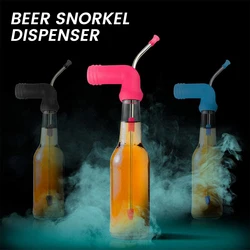 2/1pc Beer Straw Dispenser with Valve Beer Bong Funnel Double Snorkel Drinking for Bar Party Wine Bottle Drink Dual Port Straw