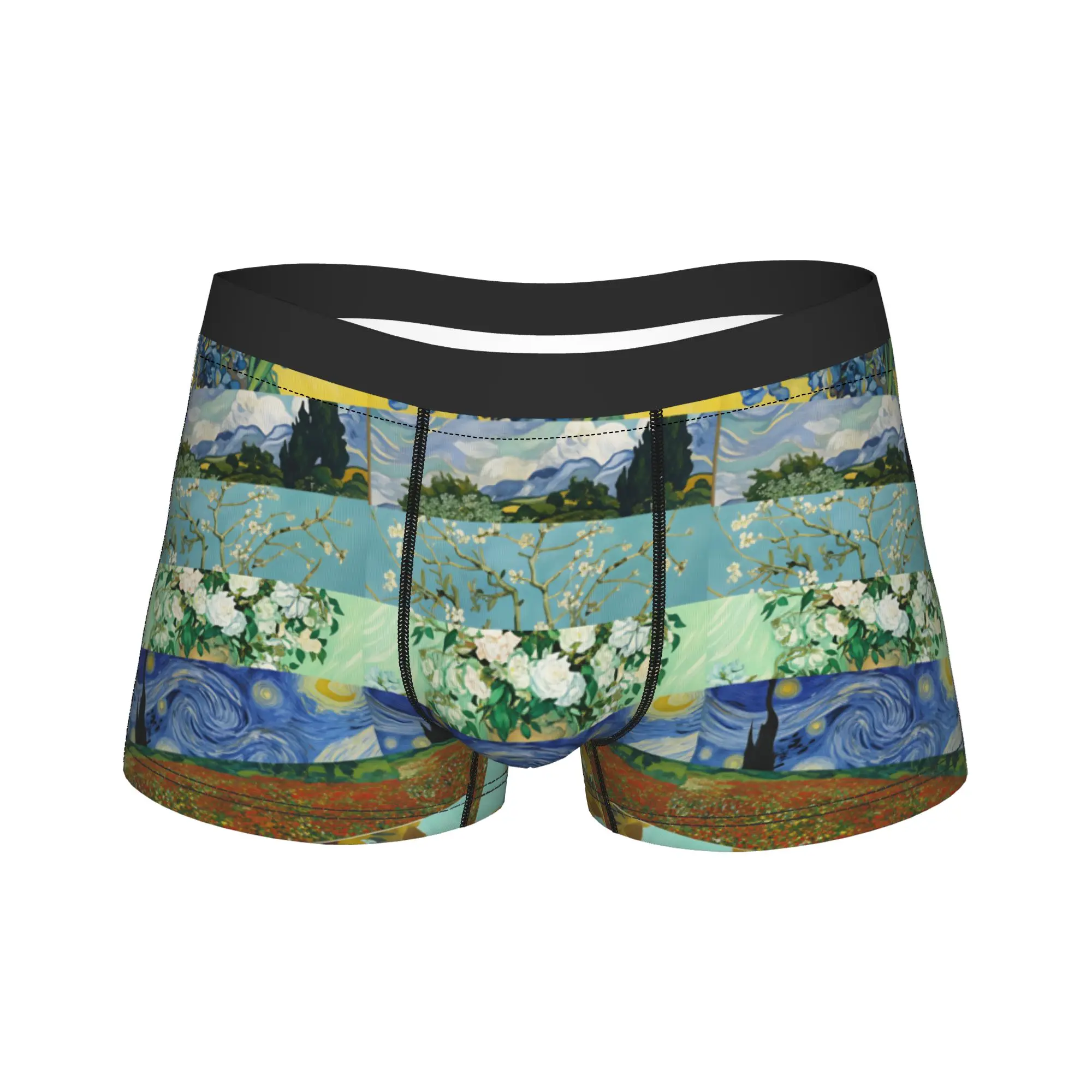 

Van Gogh Landscape & Tree Patchwork Underwear Comfortable Panties Printed Shorts Briefs For Men 3D Pouch Oversize Trunk