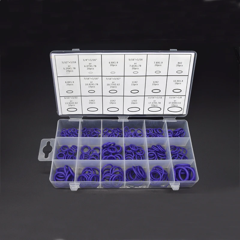 270Pcs 18 Sizes Rubbe O Ring High Temperature Rubber Washer for Automobile StylingAir Conditioning Refrigerant Ring Set