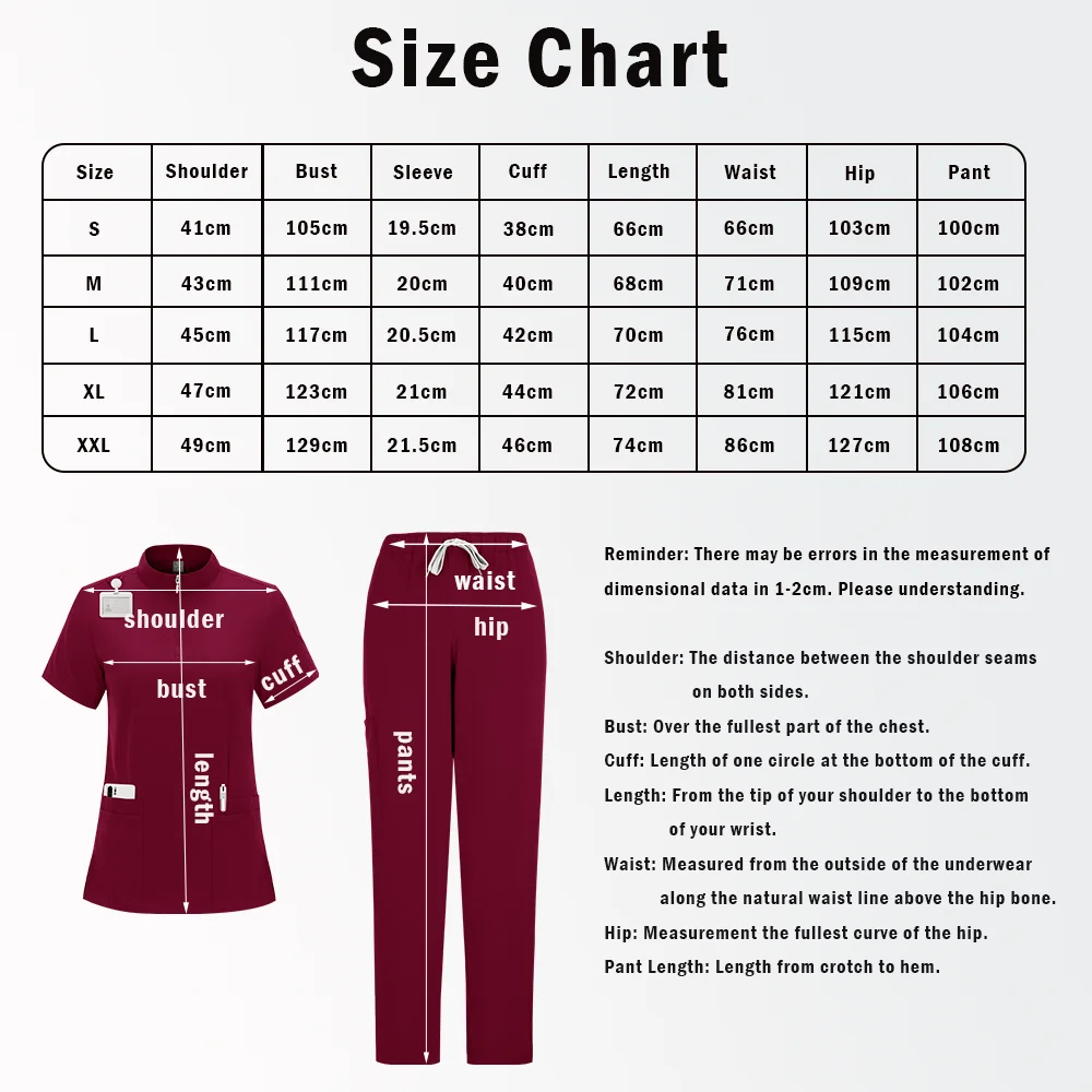 New Matching Medical Scrub Sets Uniforms Surgical Scrubs Workwear Pajamas Blouse Pants Accessories for Nurse Woman Man Plus Size
