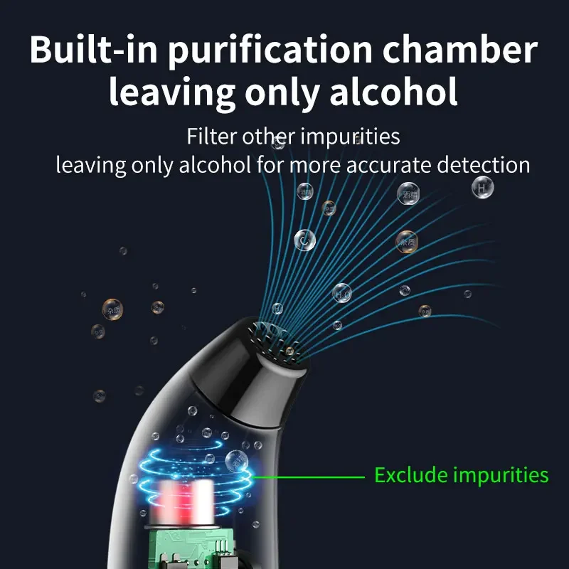 التنفس القابلة لإعادة الشحن الكحول Alcotester في حالة سكر شاشة الكريستال السائل الرقمية جهاز اختبار شرب الكحول المهنية كاشف الكحول اختبار القيادة