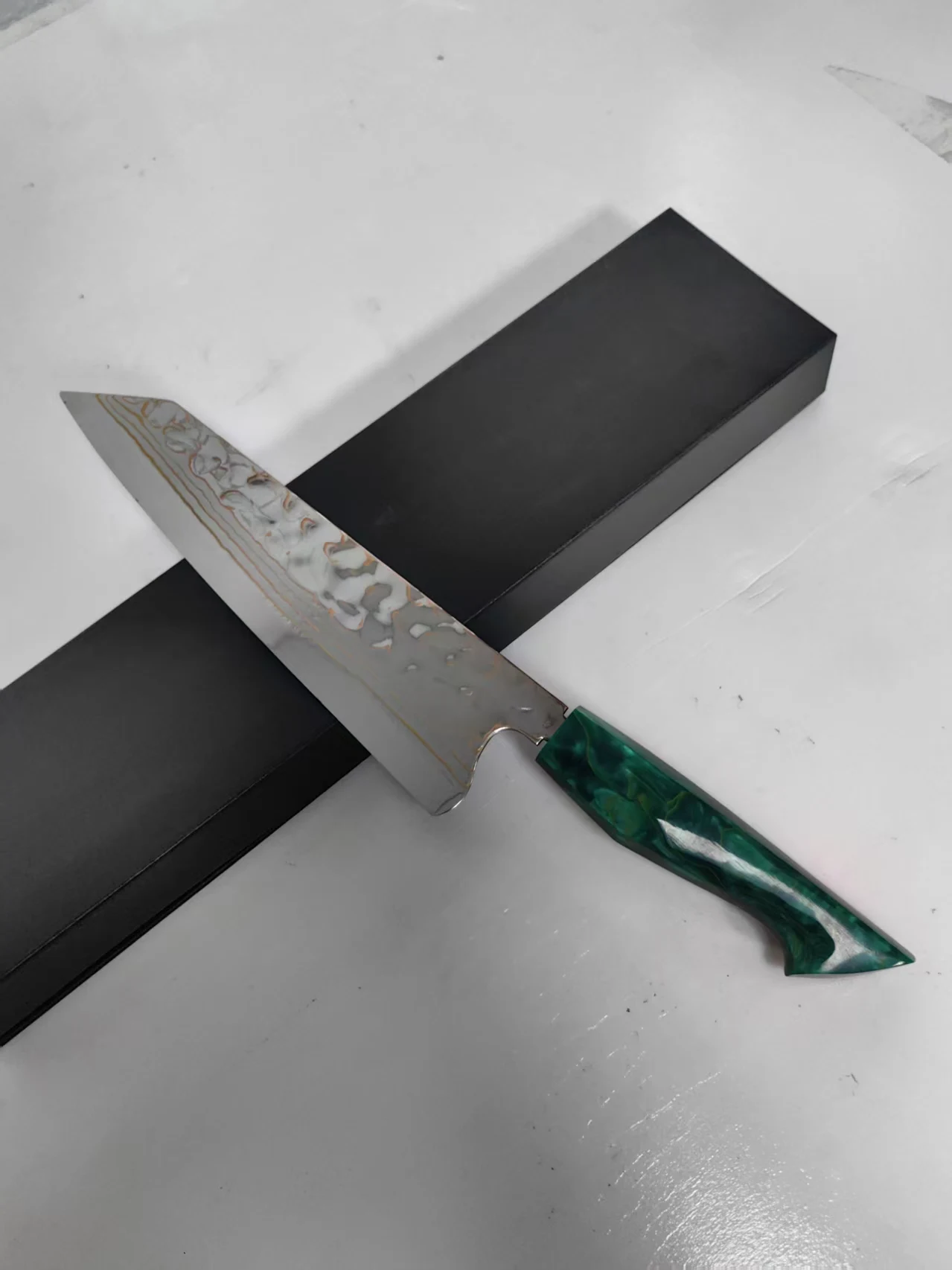 8.3 Inch Kiritsuke Knife Tricolour Copper Damasus Steel Blade Resin Handle Chef's Cleaver Slicing Handmade Forged Kitchen Knives