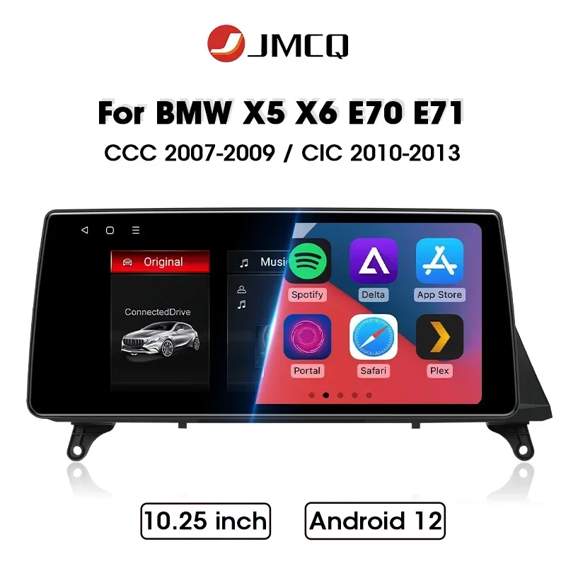 

JMCQ Car Radio 10.25" For BMW X5 E70 X6 E71 2007-2009 2010-2013 Android 12 Multimedia Player Wireless Carplay Head Unit GPS 4G