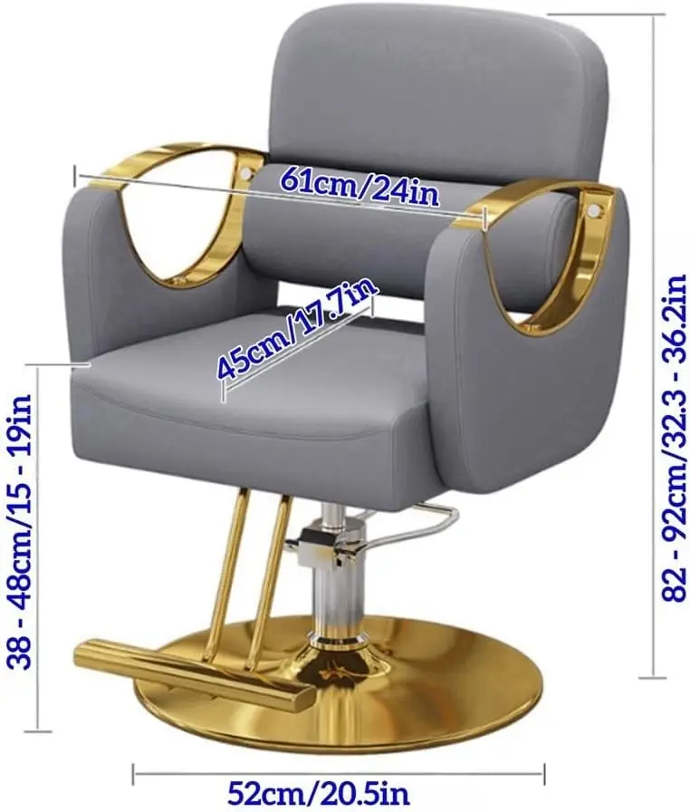 كرسي الحلاق مع جلد البولي يوريثان، مضخة هيدروليكية 360 °   كرسي صالون دوار بارتفاع قابل للتعديل، كرسي مريح شديد التحمل سهل الاستخدام