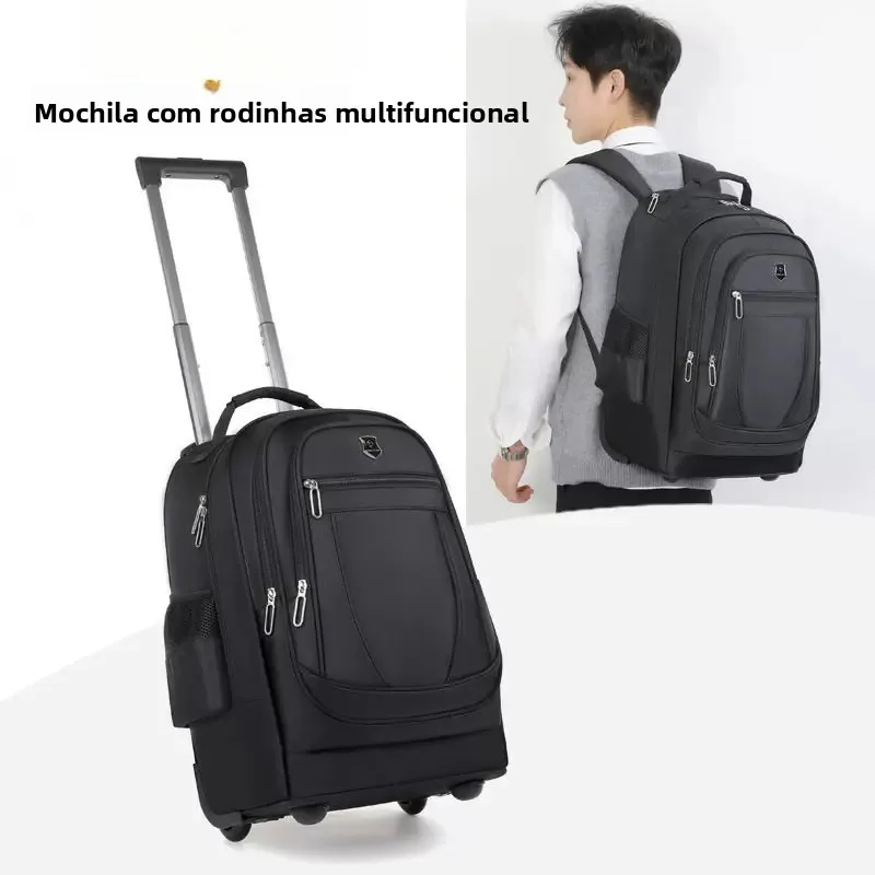 oxford-fabric-backpack-with-pull-rod-large-capacity-men's-fashionable-dual-purpose-school-bag-waterproof-travel-bag-for-daily