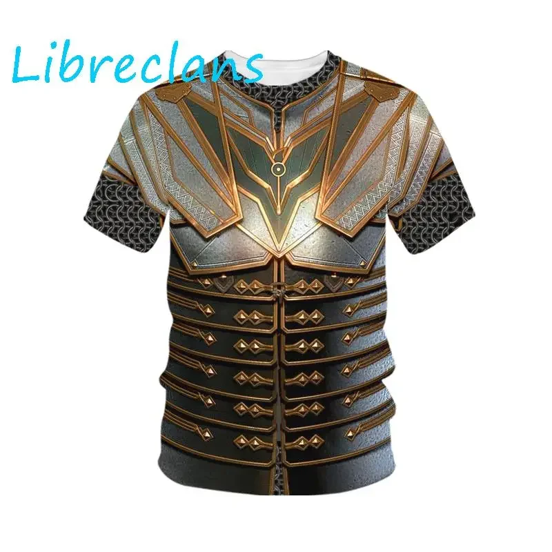 

3D Medieval Men's and Women's Armors of the School of Economics, Retro Streetwear, Short-sleeved T-shirts, Y-Cosplay Costumes