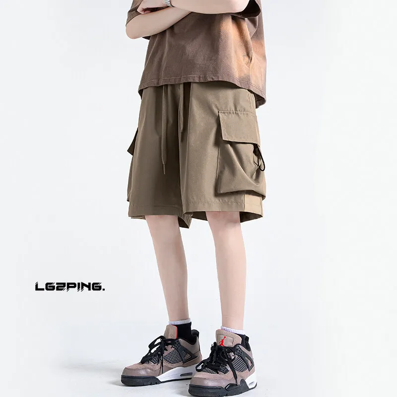 Summer Shorts Men Fashion Retro Pocket Shorts Men Japanese Streetwear Hip-hop Loose Cargo Shorts Men Shorts Plus Size 4XL