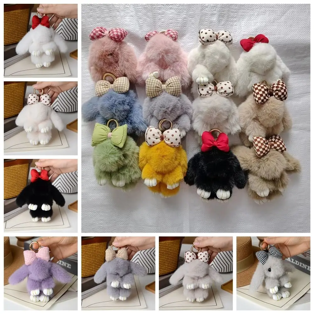 

Bag Pendant Fashion Pluff Bunny Keychain Fluffy Cute Play Dead Rabbit Doll Lovely Smooth Rabbit Fur Keychain Children's Toys