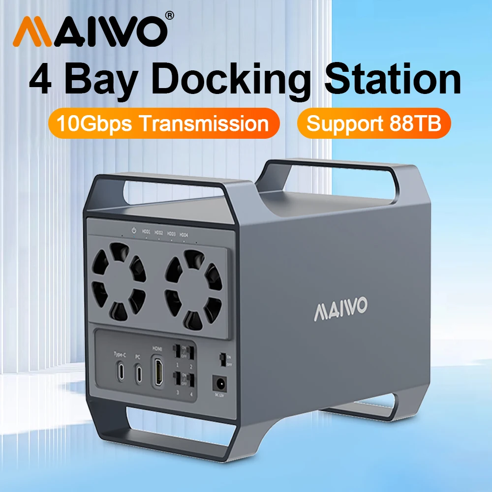 MAIWO Hard Drive Docking Station 4 bay SATA to USB C HDD Docking for 3.5 inch HDD/SSD External SATA Drive Box With HDMI UASP