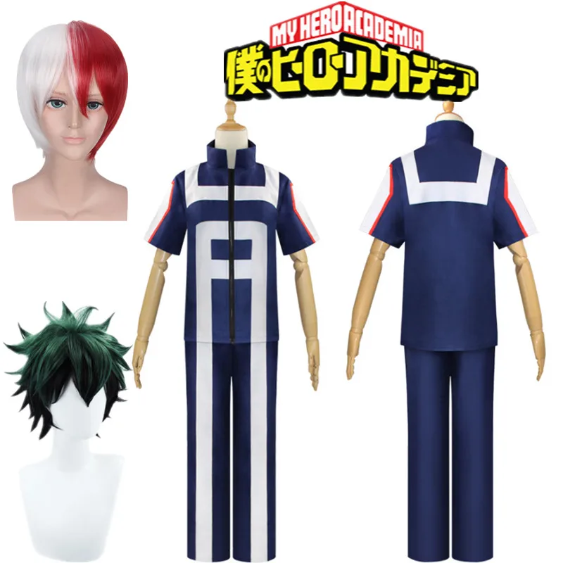 Disfraz de Anime My Hero Academia Boku No Hero Todoroki Shoto para hombre y mujer, uniforme escolar, traje de gimnasio, camiseta, pantalones, Midoriya Izuku