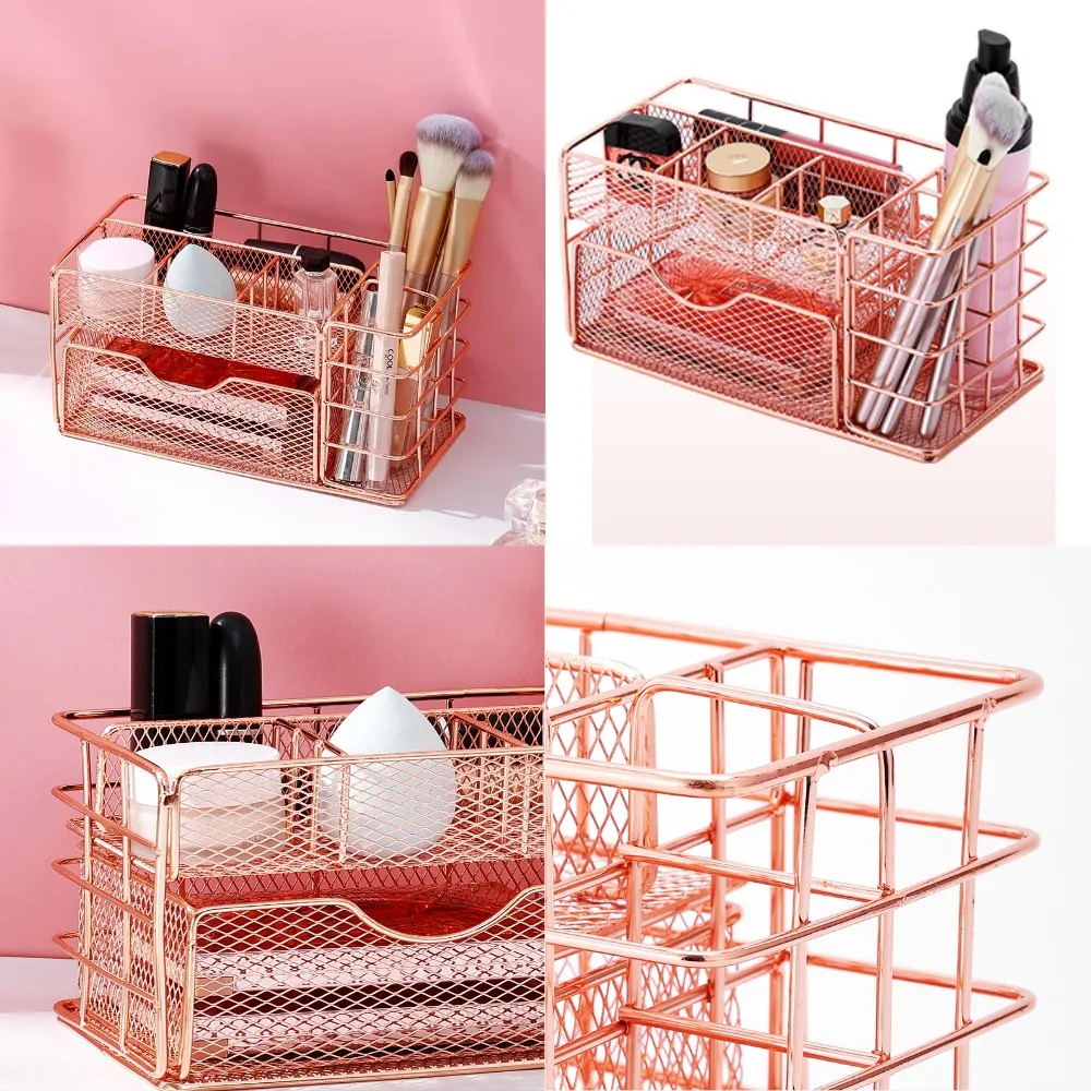 Nordic Metal Multi-Layer Desktop Organizer for Office, Stationery, Cosmetics, Multi-Purpose Drawer Storage