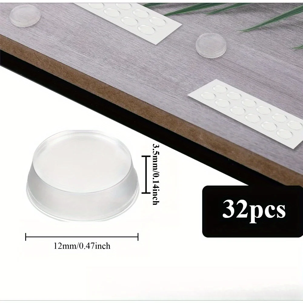 Transparent Self-Adhesive Glass Tabletop Anti-Slip Mat Round Rubber Foot Pad, Suitable for Drawers, Cabinets, Countertops