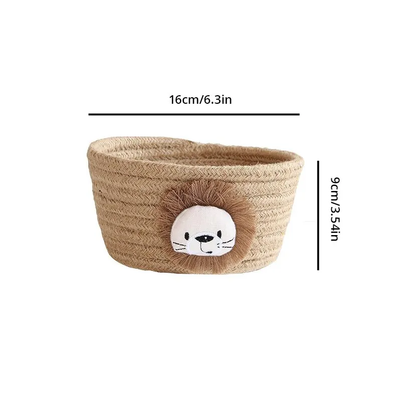 1pc 16x9CM Cartoon Animals Hand Woven Cotton Rope Storage Basket Kids Toys Desktop Organizer Sundries Storage Box