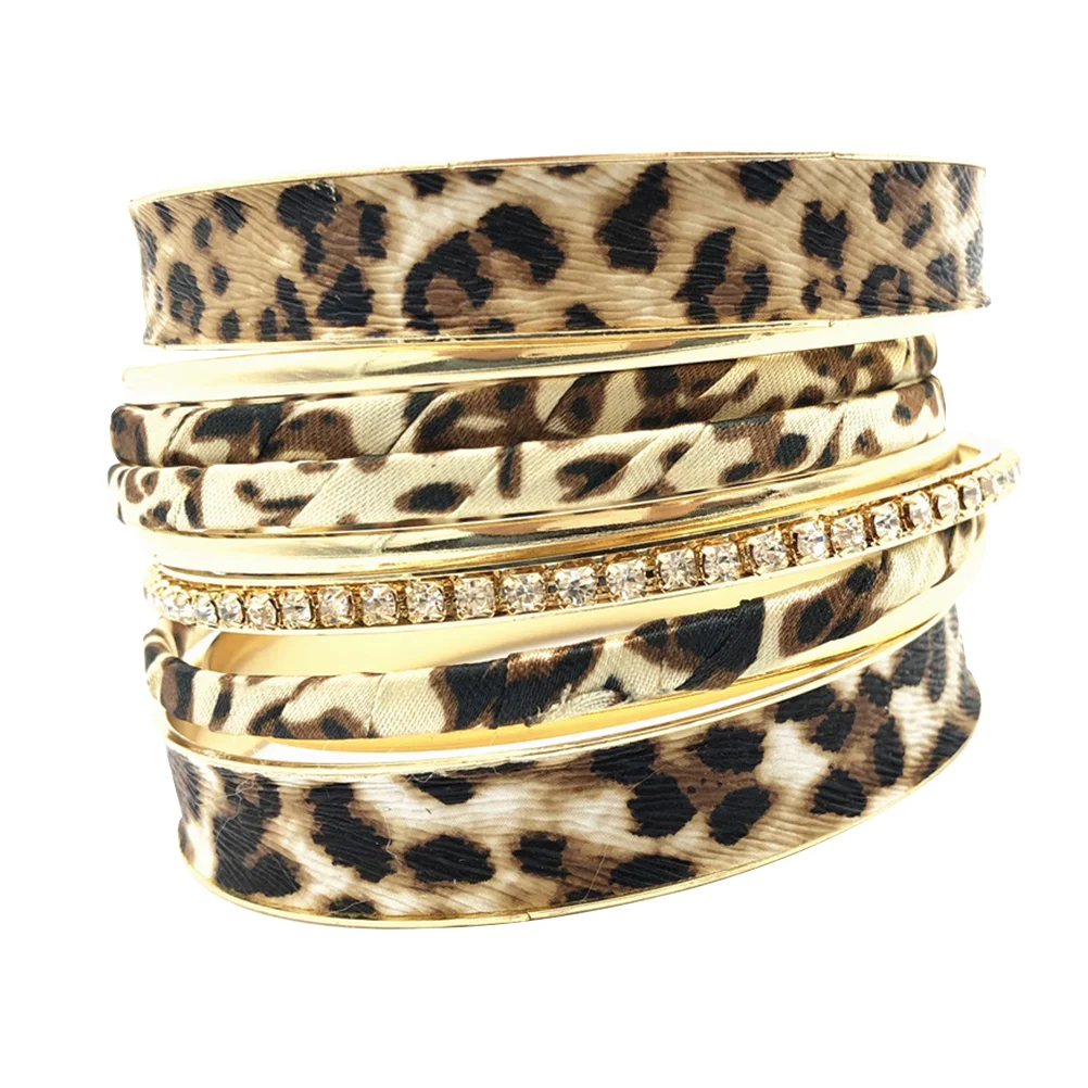 Elegant Women Bracelet Multilayer Bangle Fashion Peopard Pattern Wrist Jewelry Bracelets
