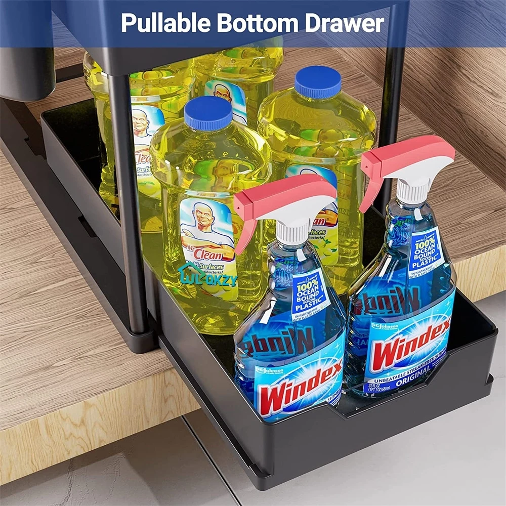 Kitchen Under Sink Storage Organizer, 2 Tier Drawer, Multipurpose Rack, Bathroom Shelves, Cabinet