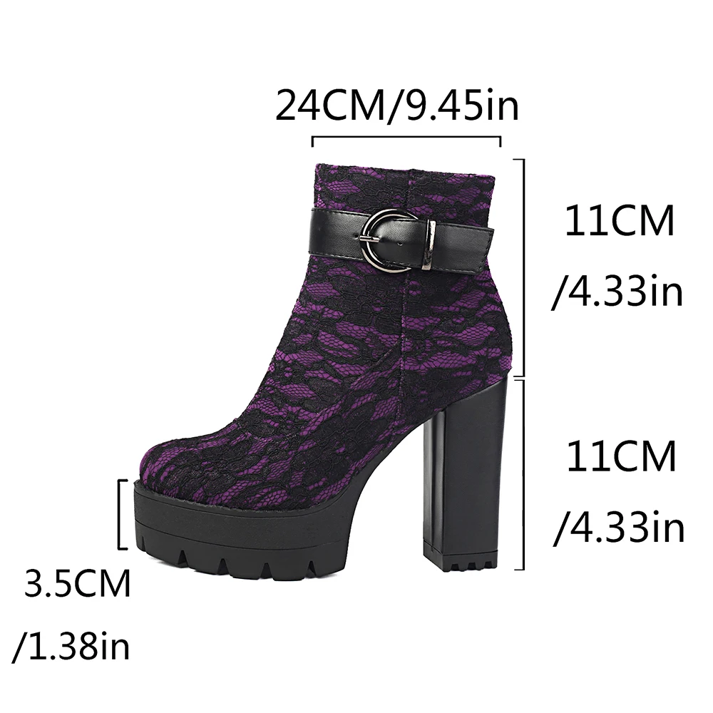 2026 Winter Sweet Platform Ankle Booties for Women 11cm High Block Heels Oversized Lady Dress Shoes Large Size 13 46 48 50 - view 3