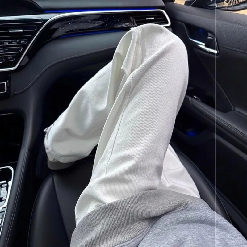 

Белые приталенные повседневные джинсы прямого кроя с легким клешем для мужчин и женщин, весна-осень, в американском уличном стиле