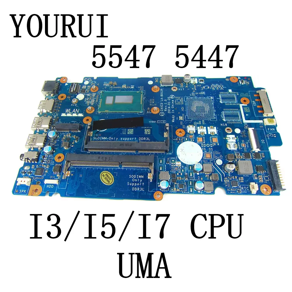 

For Dell Inspiron 5547 5447 Laptop Motherboard with I3-4005U/I5-4210U/I7-4510U CPU LA-B012P Mainboard full test