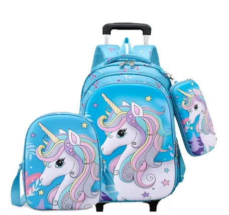 

kids School Rolling backpack Bag set with lunch bag girls School Trolley Bag wheeled Backpack Children school rolling backpack