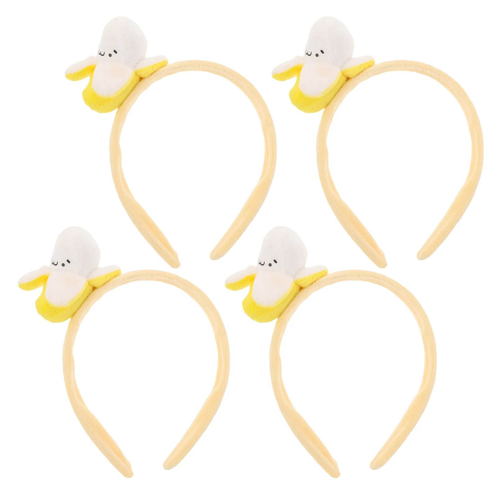 

4Pcs Banana Headband Tropical Fruit Hair Hoop Cute Skincare Headband for Women Face Washing Spa Party Halloween Cosplay