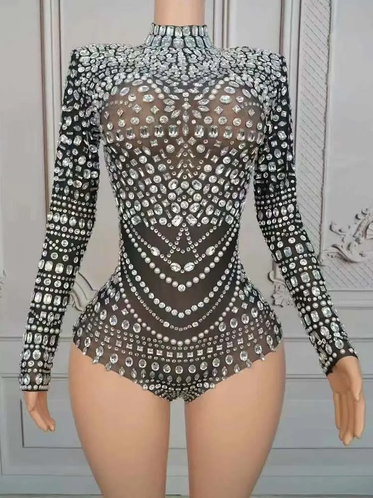 Tuta in rete nera elastica sexy con stampa a caldo di alta qualità 2025 Nuovi abiti da donna personalizzati alla moda