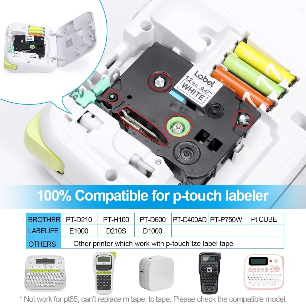 5PK TZ-231 Compatible Brother Tape tze-231 tze231 tze131 334 335 931 831 brother label tape 12mm 9mm 6mm for Brother PTouch H110