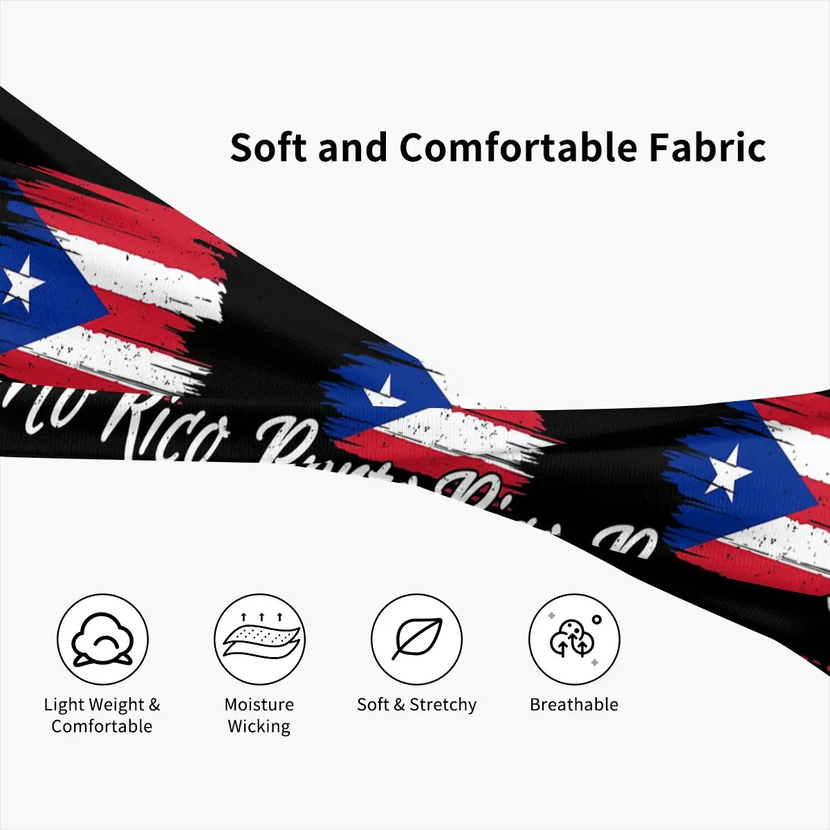 Headband Puerto Rico Flag Headwrap Hairband for Tennis Gym Fitness Headwear Hair Accessories