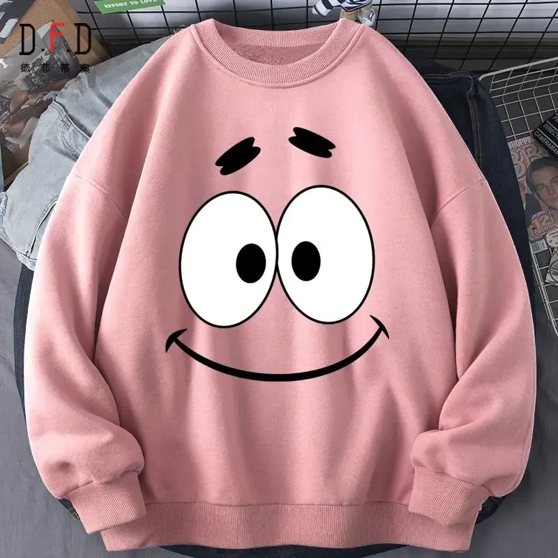 Tide Brand SpongeBob Patrick Star Cartoon Print Cute Round Neck Long Sleeve Top Women's New Winter Hoodie Sweater