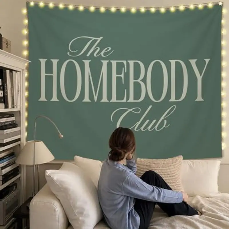 VIKAMA Simple Home Club Tapestry Vintage Elegant Letter Wall Hanging Bedroom Dormitory Warm Atmosphere Home Decoration