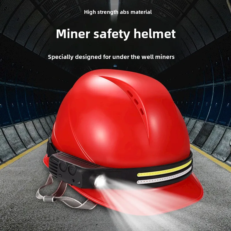 With Lamp Safety HelmetHat Lightweight High Strength Work Cap Construction Railway Metallurgy Mine Summer