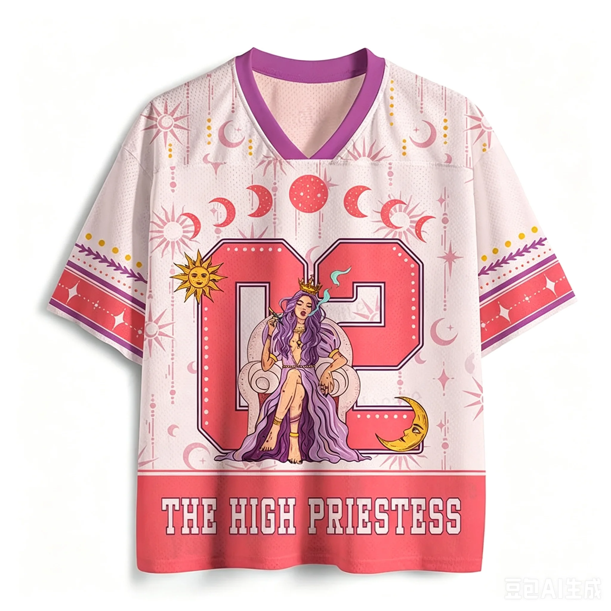 2026 Summer Fashion New Fashionable Gothic Style High End Priestess 3D Printed Outdoor Leisure Fitness V-neck T-shirt Large