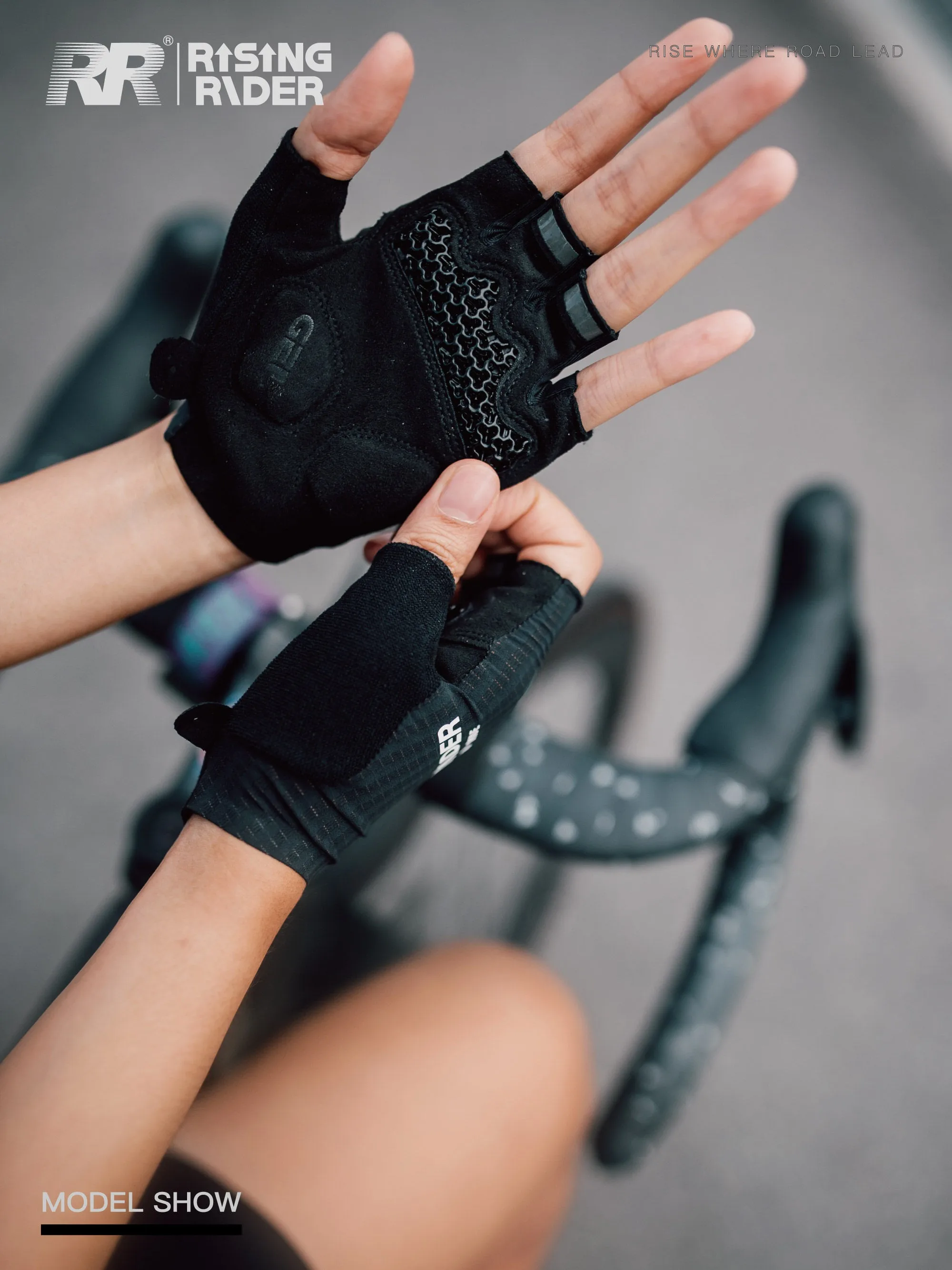 RR Spring/Summer 3D Printed Shock-Absorbing Half-Finger Gloves, Anti-Slip Breathable Road Bike Cycling Gear For Men And Women