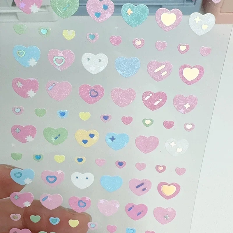 Kawaii różowy kolor księga gości naklejka do dziennika serce słodka naklejka papiernicza DIY Decor naklejka na laptopa etui na telefon artykuły szkolne