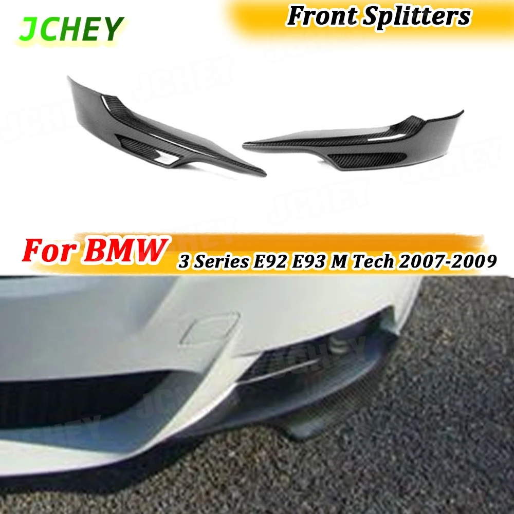 

JCHEY For BMW 3 Series E92 E93 M Tech Sport 2PCS Carbon Fiber Car Front Bumper Splitter Lip Diffuser Guard Protector 07-09 FRP