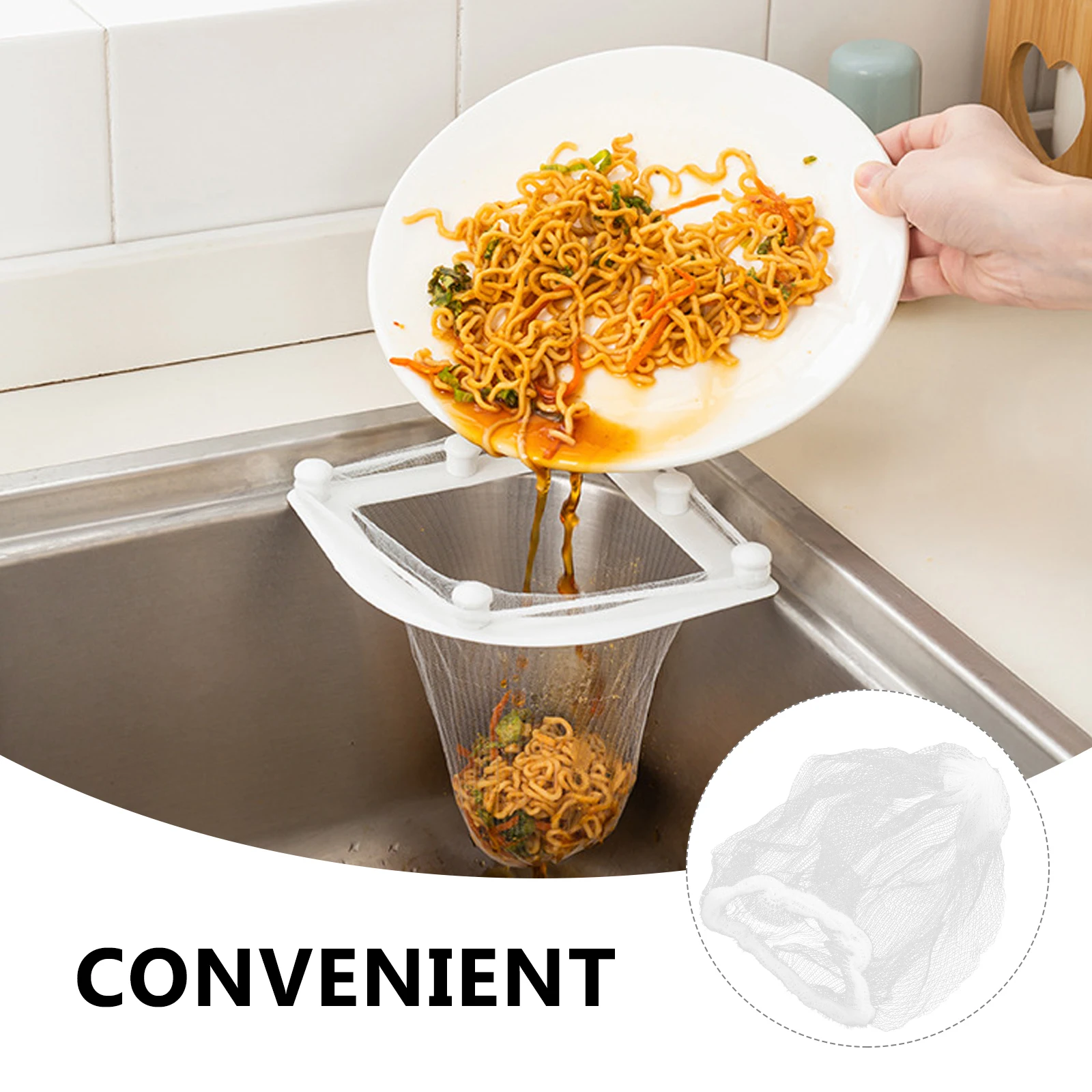 

200 Pcs Strainer Mesh Bag Fine Filter Net Sink Strainer Bag Disposable Draining Sieve White Kitchen Drain Protector