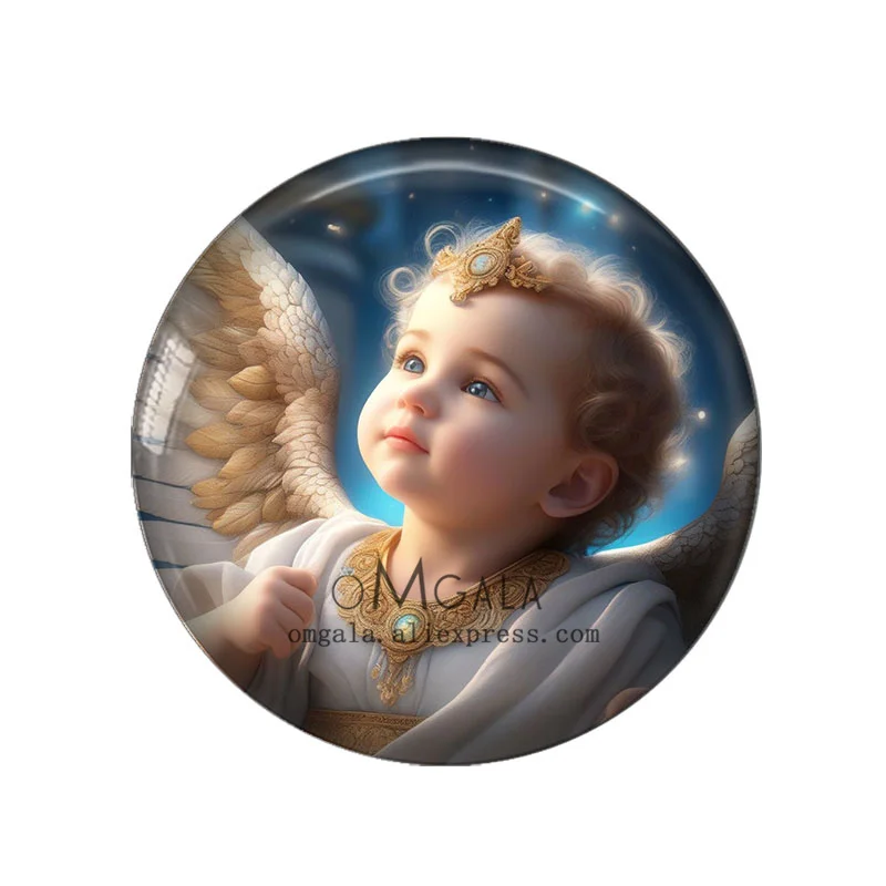 Vintage Lovely Angel Baby Art Paintings 12mm/18mm/20mm/25mm Round photo glass cabochon demo flat back Making findings