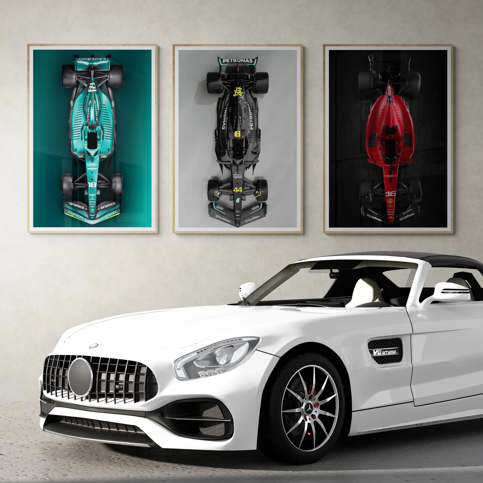 

F1 Racing Car Set Of 3 Car Posters Canvas Painting Sport Prints Wall Art Pictures For Living Room Home Decoration Frameless