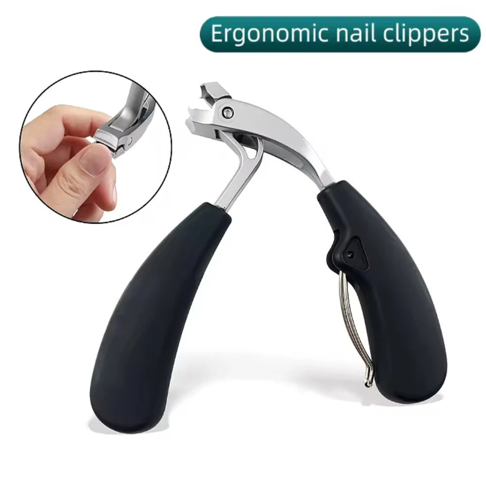 Angled Toenail Clippers for Senior Curved Ingrown Nail Cutter Professional Wide Jaw Nail Trimmer Thick Toenail Long Handled Tool