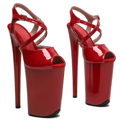 Leecabe 23CM / 9inches Patent PU Upper open toe fashion Platform High Heels Sandals stripper heel Pole Dance shoes