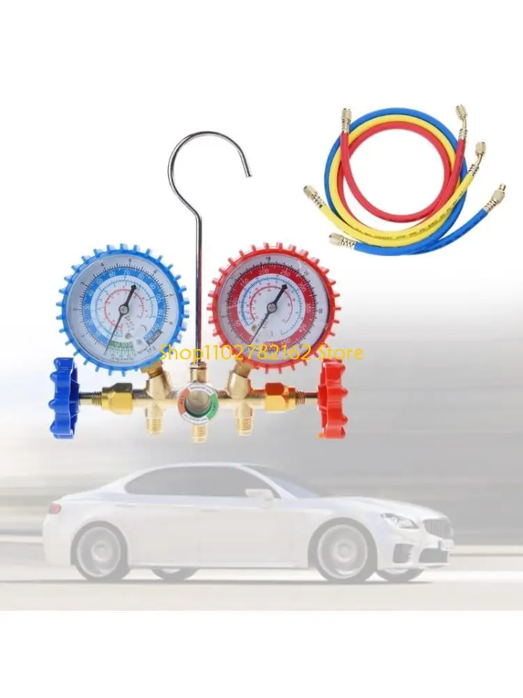 547B Air Condition Refrigerant Manifold Gauge with Hose and Hook for R22 R134A R404A