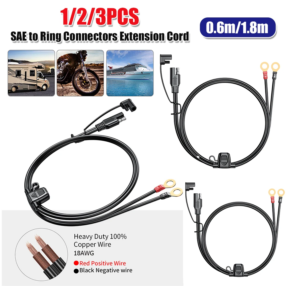 

Кабель-удлинитель с кольцевыми клеммами 12-24В, 2-6 футов, 18AWG, 2-контактный, для зарядного устройства автомобильного/мотоциклетного аккумулятора