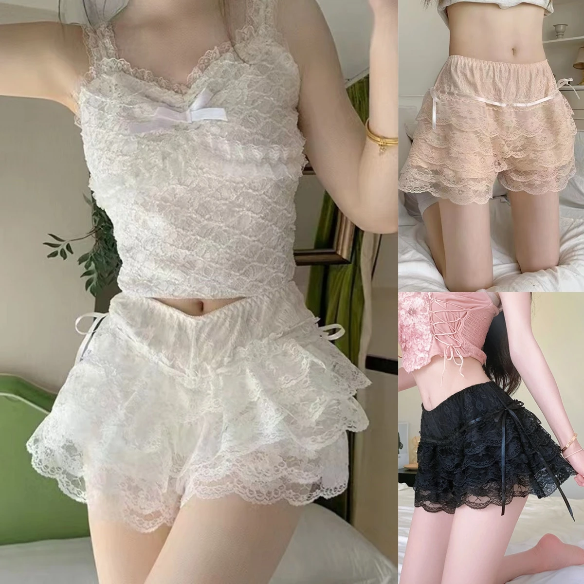 

1/2PC Floral Lace Lolita Safety Pants Women Summer Shorts Petticoat Underpants Girls Fashion Princess Loose Shorts Lolita Shorts