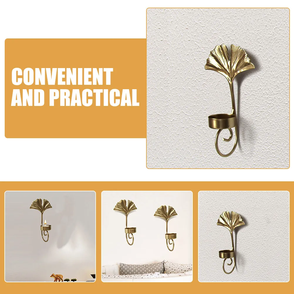 4Pcs Wall Mounted Leaf Holder Iron Wall Sconce Decorative Tea Light Stand for Living Room Bedroom Wedding Home Decor